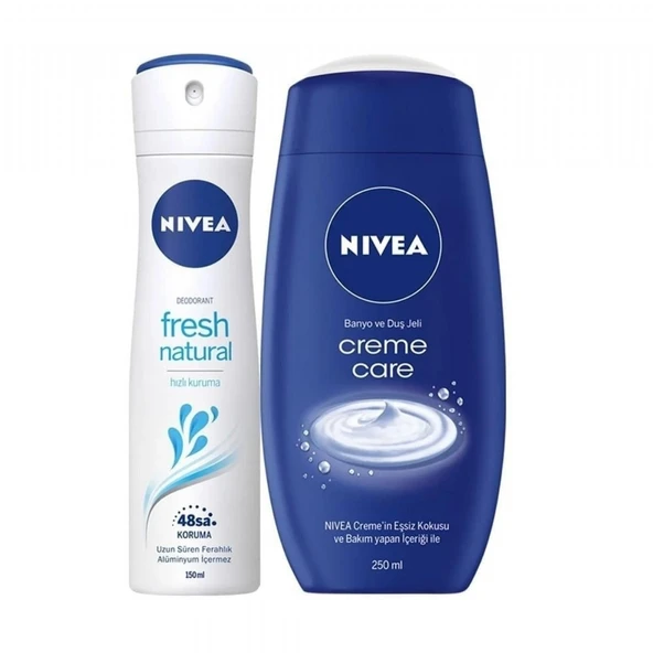 NIVEA DEO 150ML FRESH NATURAL KDN& 250ML DUJ JELI HEDIYE 7454 ürün görseli 1