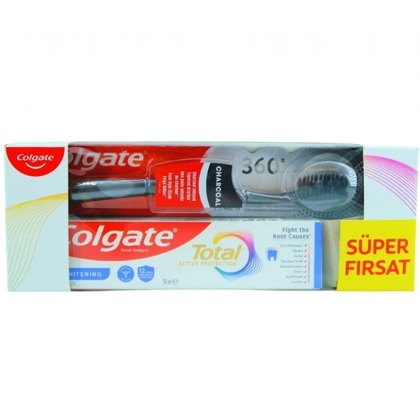 COLGATE TOTAL 50ML BEYAZ+ 360DF CHARCOAL 5746 ürün görseli 1