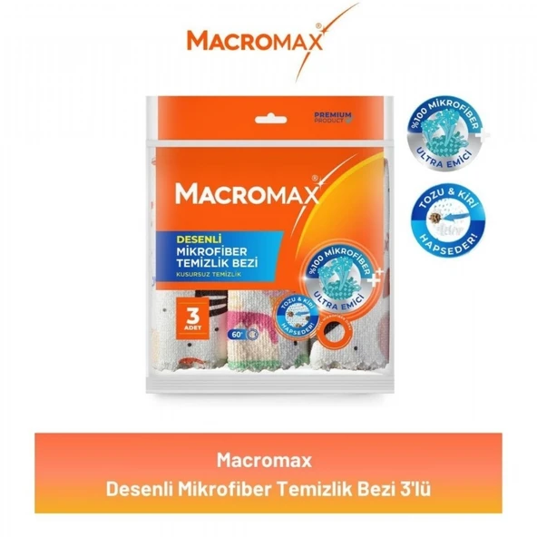 MACROMAX MIKROF.DESENLI TEM.BEZI 3'LU ürün görseli 1