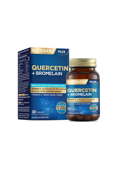 Nutraxin Quercetin + Bromelain 30 Tablet - Vitamin C Çörek Otu Isırgan Otu ürün görseli 1
