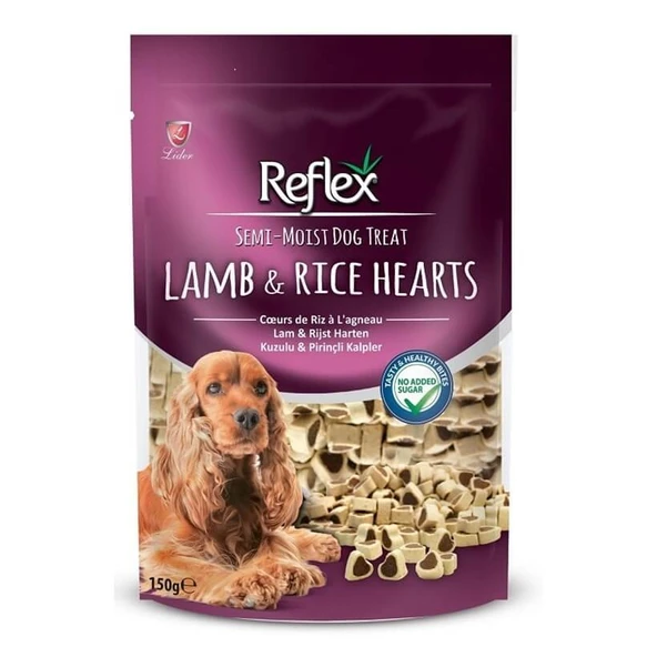 Reflex Kuzulu ve Pirinçli Mini Kalpli Yarı Yumuşak Köpek Ödül Maması 150gr ürün görseli 1