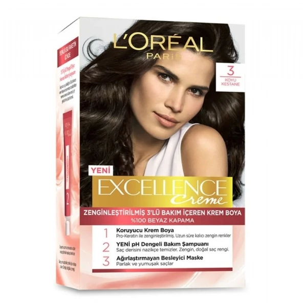 LOREAL EXC.KREM 3/ KOYU KESTANE ürün görseli 1
