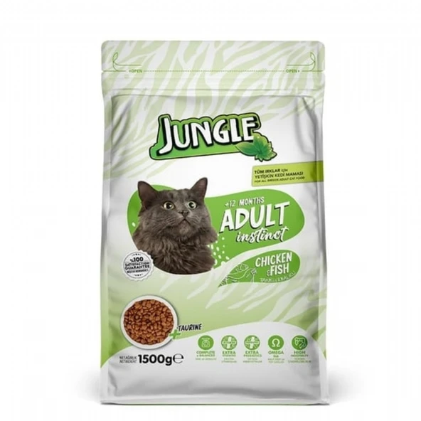JUNGLE 1,5KG TAVUK-BALIK YETISKIN KEDI MAMASI ürün görseli 1