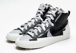 Nike Blazer Mid x Sacai Black Wolf Grey - Resim 4