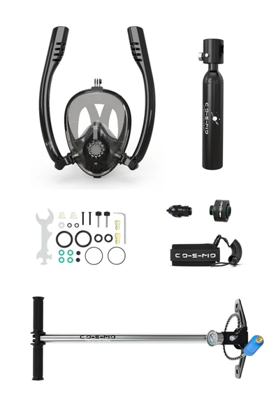 Cosmo Technology Taşınabilir Dalış Seti - Doldurulabilir Mini Tüp ve Şnorkel Maskesi ürün görseli 1