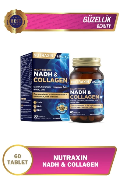 Nutraxin Nadh Collagen 60 Tablet Tip1 Tip3 Hyaluronik Asit, Elastin, Seramid, Resveratrol Glutatyon ürün görseli 1