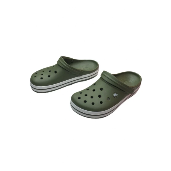 Crocs Yeşil Unisex Crocband Kenarı Beyaz Çizgili Terlik 11016 ürün görseli 1