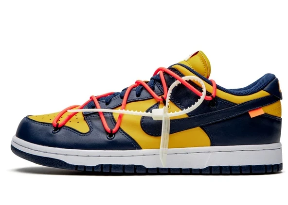 Nike Dunk Low Off-White University Gold Midnight Navy ürün görseli 1
