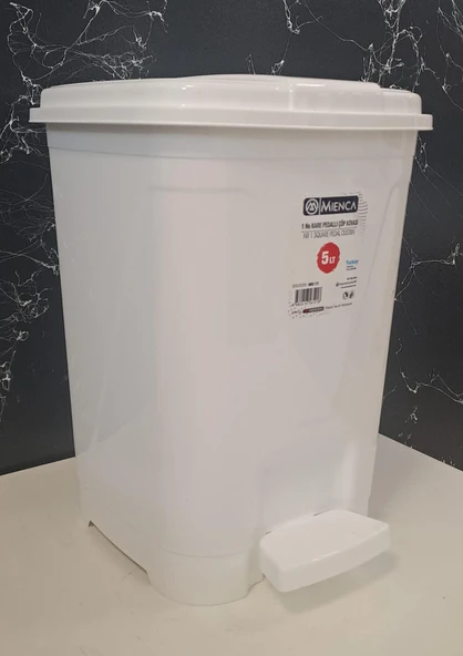 MERDEM PEDALLI ÇÖP KOVASI KARE 1 NO 5 LT BEYAZ ( MRD-121 ) ürün görseli 1