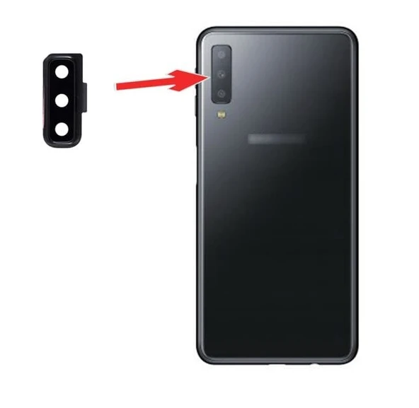 Samsung A750 A7 2018 Kamera Camı Lens Çerçeveli - Siyah ürün görseli 1
