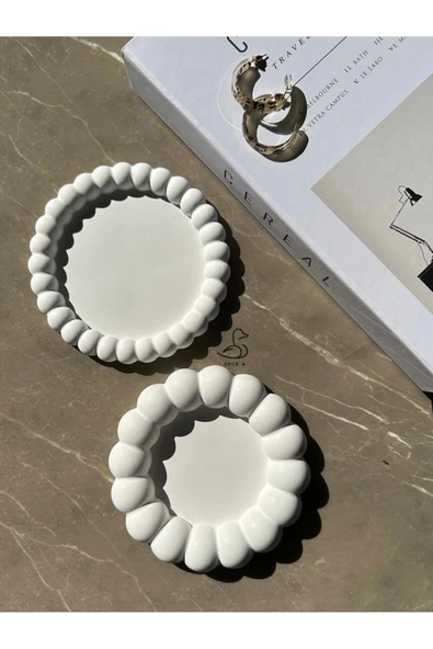 Baloncuk Görünümlü Taş Tozu Dekoratif Tabak 2'li Set ürün görseli 1