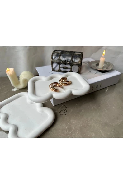 Dalgalı Bubble Taş Tozu Dekoratif Takı Tabak - Resim 2