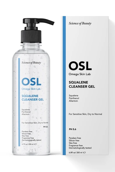 OSL Omega Skin Lab Squalene Cleanser Gel 200ml (HASSAS VE KURU CİLTLER İÇİN TEMİZLEME JELİ) ürün görseli 1