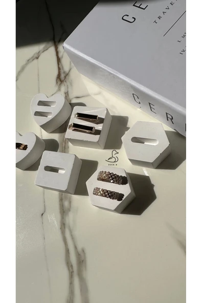 Geometrik Desenli Taş Tozu Yüzük Stand Set 6'lı ürün görseli 1