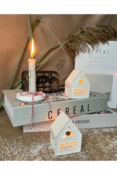Çukur Ev Şeklinde Tealight Mumluk 2’li 10-8 CM - Resim 2