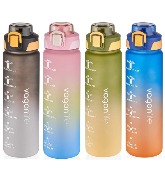 Vagonlife Matara 1000 ML Motivasyon Su Matarası (Karışık Renk 1 Adet) ürün görseli 1