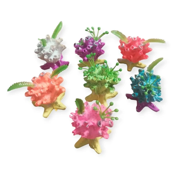 Akvaryum Canlı Renkli Mini Mercan Dekorasyonu 6x6 cm 1 Adet ürün görseli 1