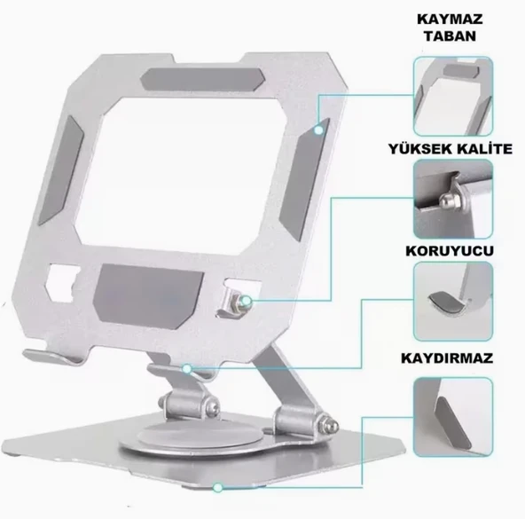 Tablet Standı 360 Derece Dönebilen Katlanabilir Metal Stand - Resim 2