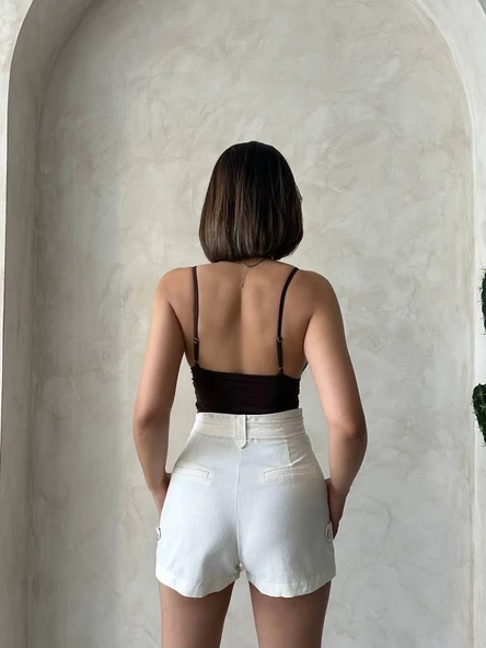 Kemer detaylı gabardin şort s25289 - Resim 2