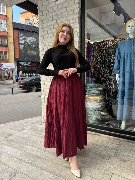 Kraş etek bordo - Resim 3