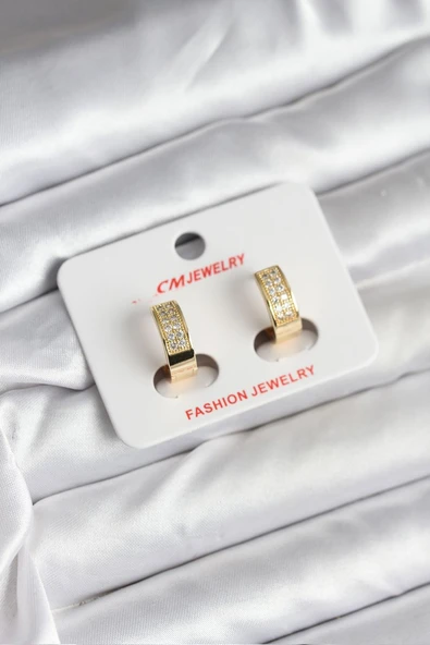 14K Gold Renk Kaplama Zirkon Taşlı Halka CM Kadın Küpe - TJ-BKP11428 ürün görseli 1