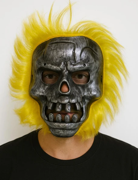 Wild Skull - Metal Kafatası Sarı lı İskelet Maske ürün görseli 1