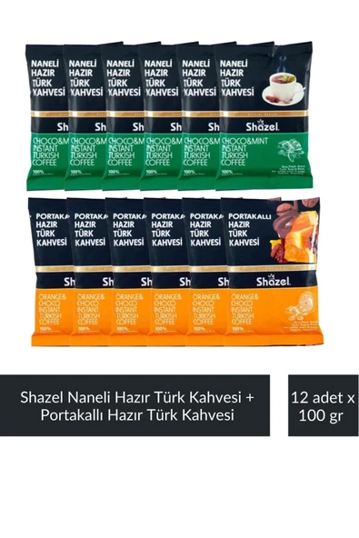 Naneli Hazır Türk Kahvesi 100 gr x 6 Adet + Portakallı Hazır Türk Kahvesi 100 gr x 6 A ürün görseli 1