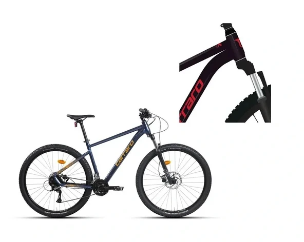 CARRARO CRX 924 ERKEK DAĞ BİSİKLETİ 480H HD 29 JANT 24 VİTES KARANLIK MOR KIRMIZI ürün görseli 1
