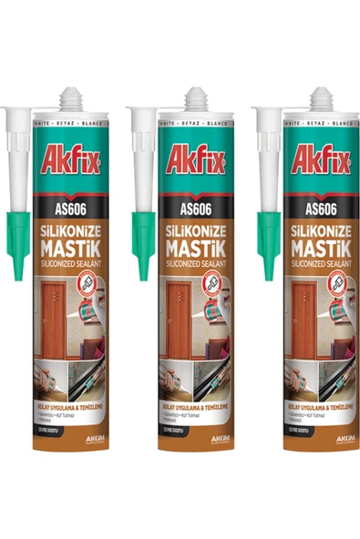 Akfix AS606 SİLİKONİZE MASTİK ALTINMEŞE 500GR 3'LÜ KAHVERENGİ ürün görseli 1