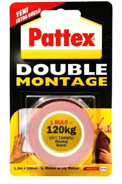Pattex Çift Tataflı Montaj Bantı Ekstra Güçlü (19mm X 1,5m) ürün görseli 1