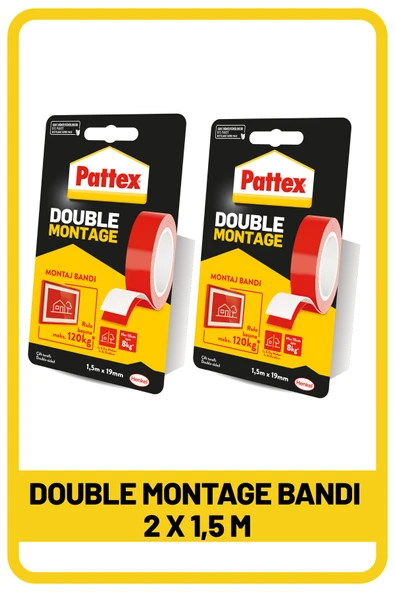 Pattex Tape Double Montaj 120 Kg X 2 Adet | Güçlü Yapışkan Ve Dayanıklı ürün görseli 1