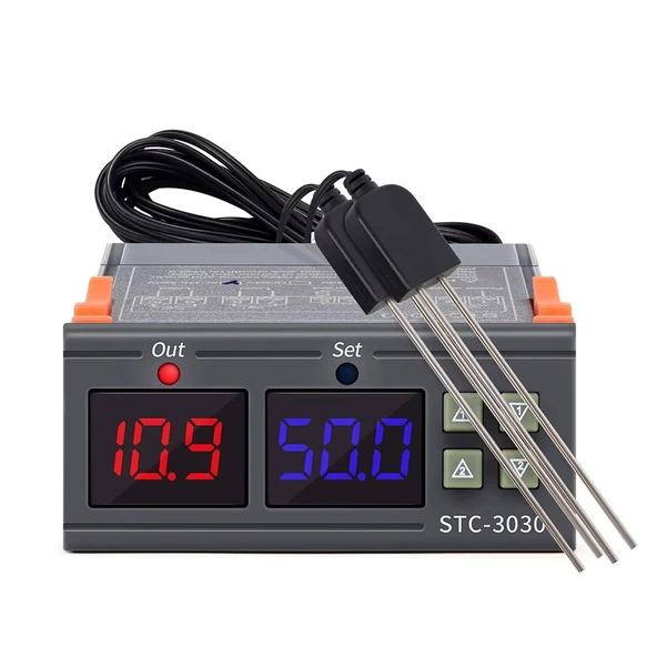 Yate10 STC-3030 220V 10A Çift Problu Toprak Nem Kontrol Cihazı ürün görseli 1