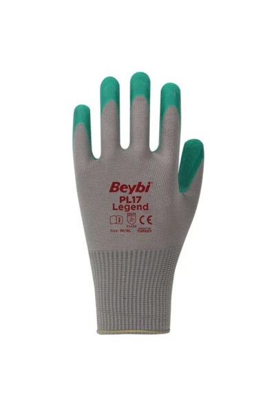 Pl 17 Legend Polyester Örme Lateks Eldiven Yeşil 10 Numara 12 Çift ürün görseli 1