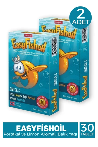 EasyFishoil Çocuk Portakal Aromalı 30 Çiğneme Tablet 2 Adet ürün görseli 1