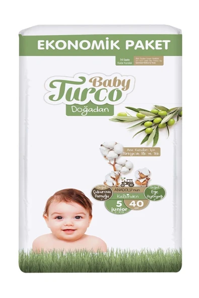 Baby Turco Bebek Bezi Ekonomik Paket 40'li (5 Numara) ürün görseli 1