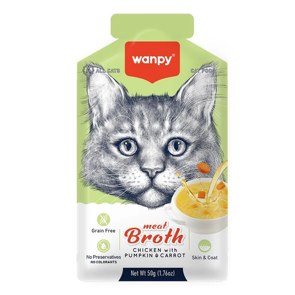 Wanpy Kediler İçin Balkabağı & Havuçlu Tavuk Eti Çorbası 50 gr ürün görseli 1