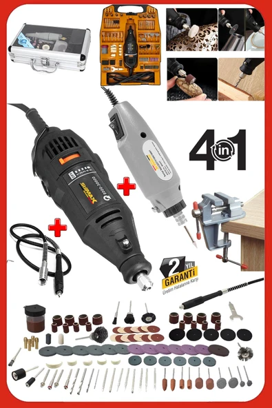 Çift Çok Amaçlı Gravür Profesyonel 4IN1 Set: 362 Parça Aksesuar 500W Gravür Hobi Taşlama Mengene Set ürün görseli 1
