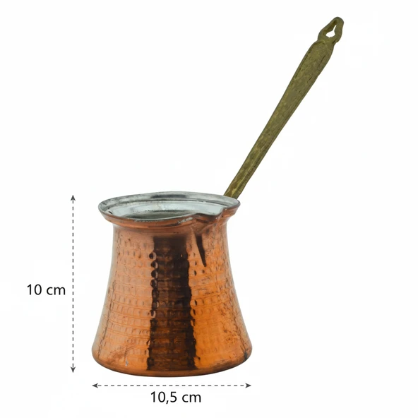 LUDIA El Yapımı 500ml Dekoratif Büyük Boy Kalın Bakır Cezve (10cmx10,5cm) ürün görseli 1