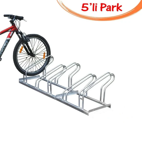 Bisiklet Parkı Bisiklet Park Yeri Sistemleri Alanı Demiri Ayağı Sehpası 5'li 40x180 cm Gri ürün görseli 1