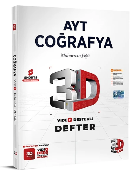3D Yayınları 2026 Ayt Coğrafya Video Destekli Defter ürün görseli 1