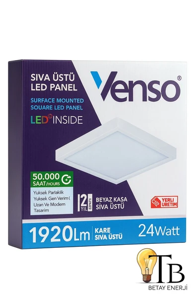Venso 24W Kare Sıva Üstü LED Panel  3000K (Gün Işığı) ürün görseli 1
