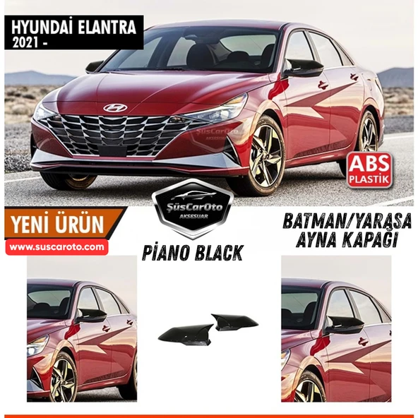 Hyundai Elantra Sinyalli 2021 Sonrası Uyumlu Batman Yarasa Ayna Kapağı Piano Black ABS Plastik Sağ Sol Takım ürün görseli 1