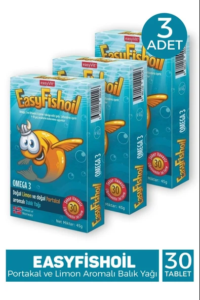 EasyFishoil Çocuk Portakal Aromalı 30 Çiğneme Tablet 3 Adet ürün görseli 1