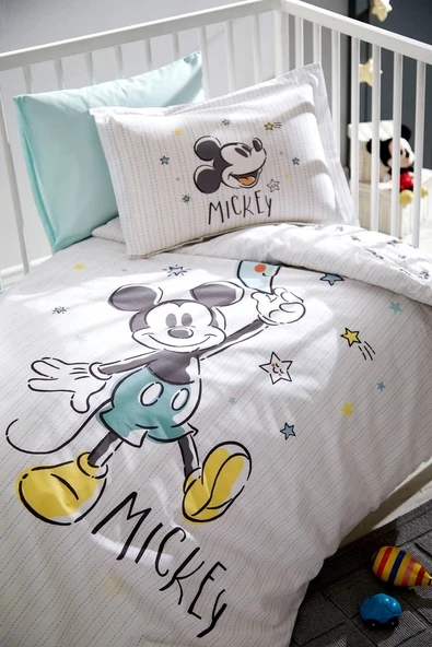 Özdilek Ranforce Lisanslı Bebek Beşik Nevresim Takımı-Mickey Mouse Goodnight ürün görseli 1
