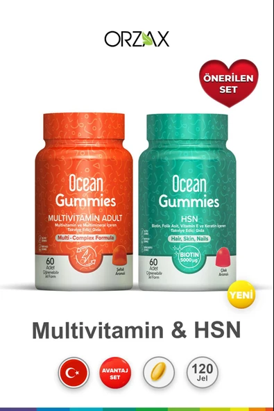Ocean Gummies Multivimatimin  60 Jel & Ocean Gummies HSN 60 Adet ürün görseli 1