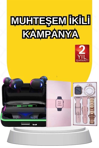 Kadınlara Özel Bileklik Hediyeli Akıllı Saat ve Dijital Göstergeli ANC Özellikli Bluetooth Kulaklık ürün görseli 1