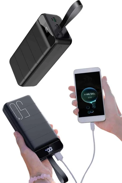 Taşınabilir Powerbank 50.000 mAh 4 Girişli Hızlı Şarj Led Göstergeli Fenerli Şarj ürün görseli 1