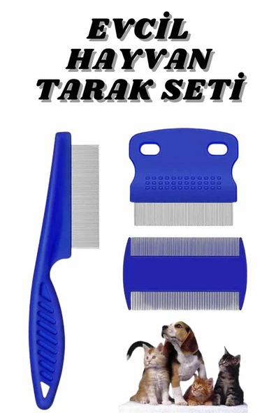 Evcil Hayvan Bit Tarağı Seti Paslanmaz Çelik Bıçaklı 4'lü Set - Resim 2