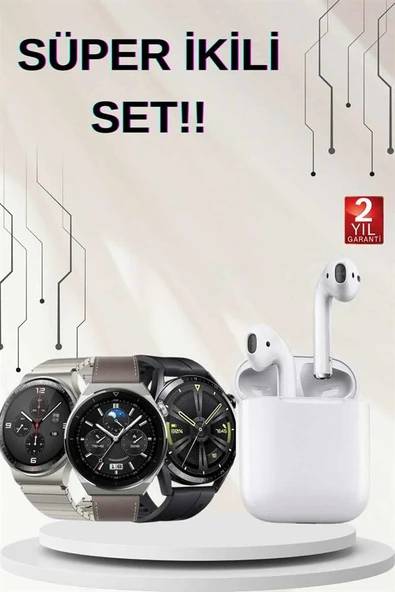 Akıllı Saat ve Kulaklık Seti Dokunmatik Ekran 5.0 Bluetooth Bağlantılı Sesli Görüşme ürün görseli 1