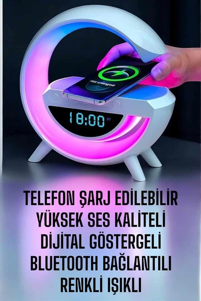 Bluetooth Hoparlör Dijital Göstergeli Wireless Şarj RGB Işıklı ürün görseli 1